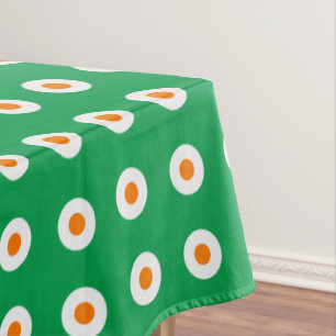 Orange/White Dots on Green Tablecloth