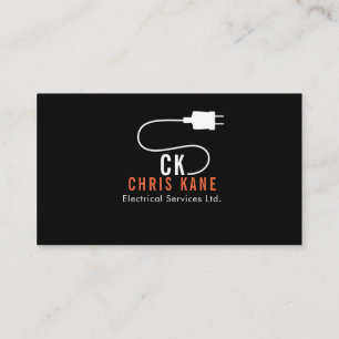 Orange & white electrician logo design business card