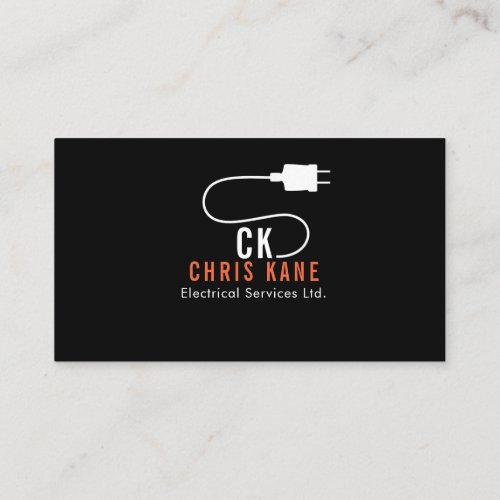 Orange  white electrician logo design business card