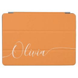 Orange White Elegant Calligraphy Script Name iPad Air Cover
