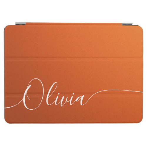 Orange White Elegant Calligraphy Script Name iPad Air Cover