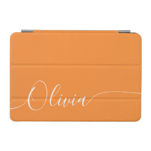Orange White Elegant Calligraphy Script Name iPad Mini Cover