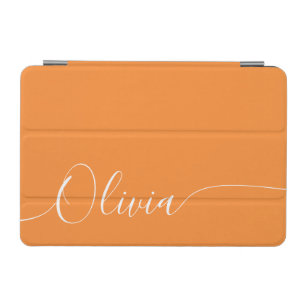 Orange White Elegant Calligraphy Script Name iPad Mini Cover