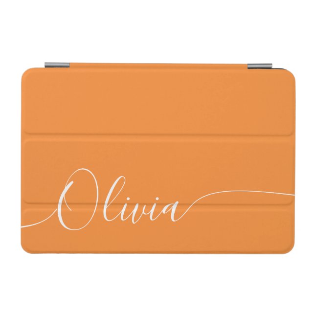 Orange White Elegant Calligraphy Script Name iPad Mini Cover (Horizontal)