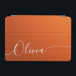 Orange White Elegant Calligraphy Script Name iPad Mini Cover<br><div class="desc">Orange Shimmer White Elegant Calligraphy Script Custom Personalized Add Your Own Name iPad Air Cover features a modern and trendy simple and stylish design with your personalized name or initials in elegant hand written calligraphy script typography on a metallic orange shimmer background. Perfect gift for birthday, Christmas, Mother's Day and...</div>