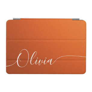 Orange White Elegant Calligraphy Script Name iPad Mini Cover