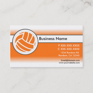 Orange white fade volleyball business cards