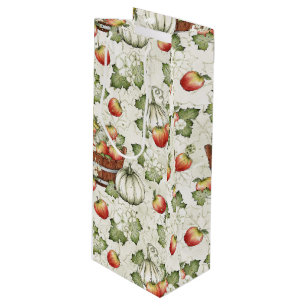 ORANGE WHITE FALL AUTUMN PUMPKINS WINE GIFT BAG