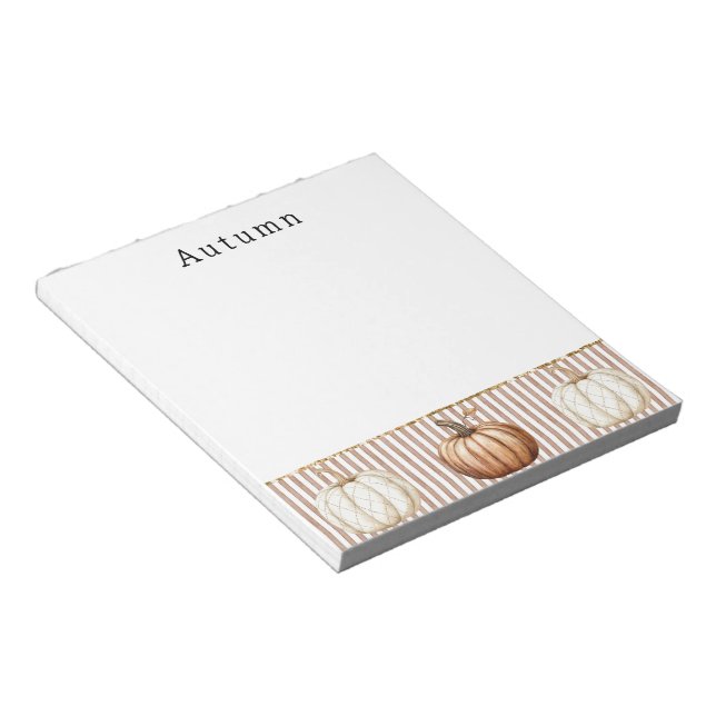 Orange White Fall Pumpkins personalized  Notepad (Angled)