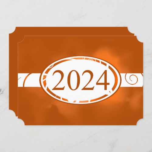 Orange  White Floral Button 2024 Graduation Party Invitation