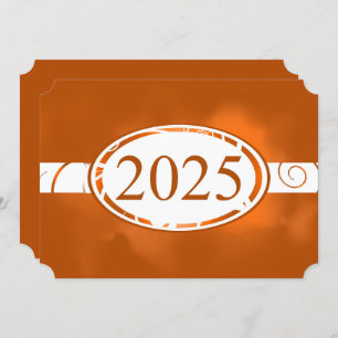 Orange & White Floral Button 2025 Graduation Party Invitation