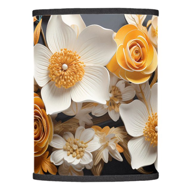 Orange & White Floral Lamp Shade (Front)