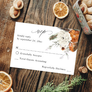 Orange & White Floral no Meal RSVP Card