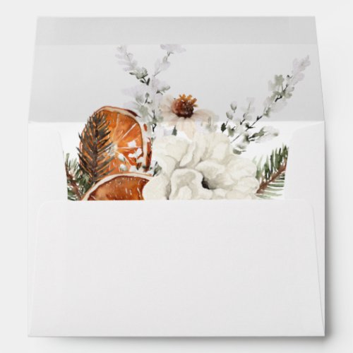 Orange  White Floral Rustic Envelope