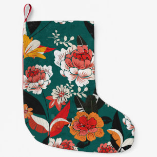 Orange-white floral: vintage seamless illustration small christmas stocking