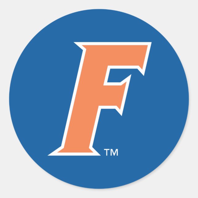Orange & White Florida F Logo Classic Round Sticker (Front)