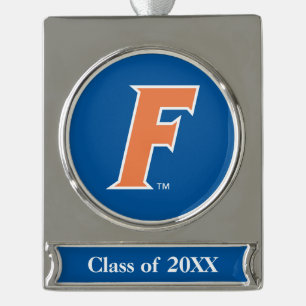 Orange & White Florida F Logo Silver Plated Banner Ornament