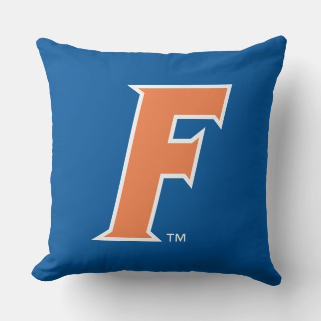 Orange & White Florida F Logo Throw Pillow (Front)