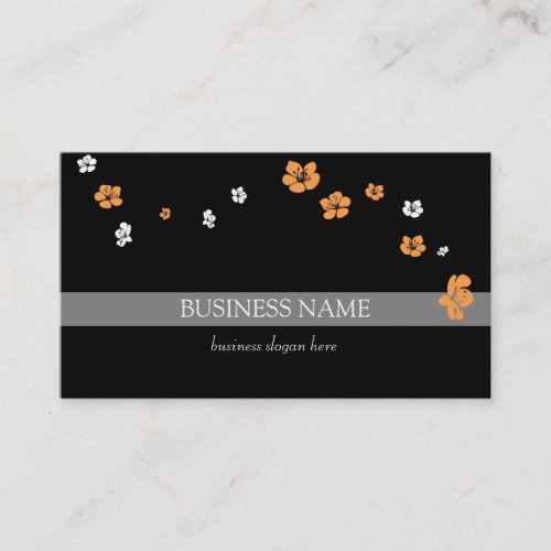 Orange White Flowers Elegant Business Card