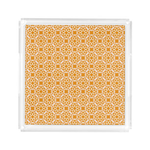 Orange White Geometric Seamless Pattern Acrylic Tray