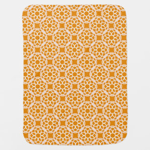 Orange White Geometric Seamless Pattern Baby Blanket