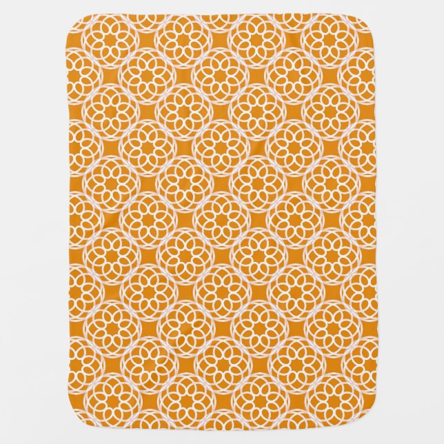 Orange White Geometric Seamless Pattern Baby Blanket (Front)