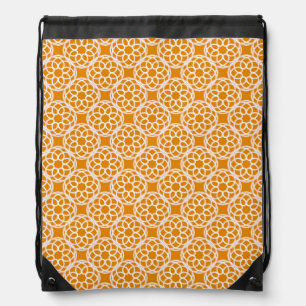Orange White Geometric Seamless Pattern Drawstring Bag