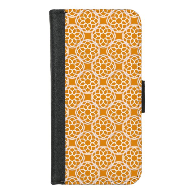 Orange White Geometric Seamless Pattern iPhone Wallet Case (Front)
