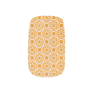 Orange White Geometric Seamless Pattern Minx Nail Art