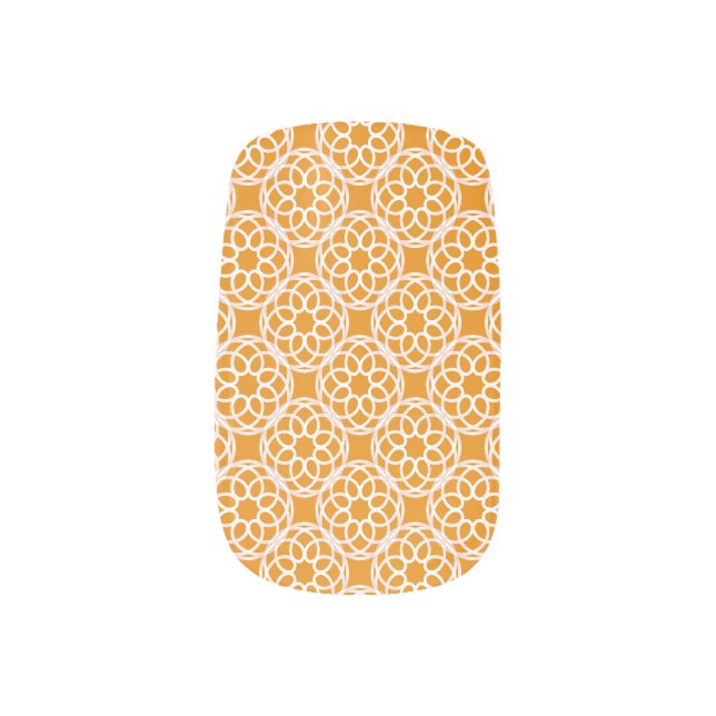 Orange White Geometric Seamless Pattern Minx Nail Art (Left Thumb)