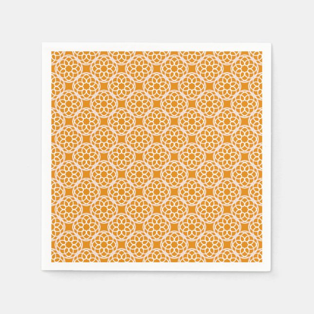 Orange White Geometric Seamless Pattern Napkins (Front)