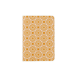 Orange White Geometric Seamless Pattern Passport Holder