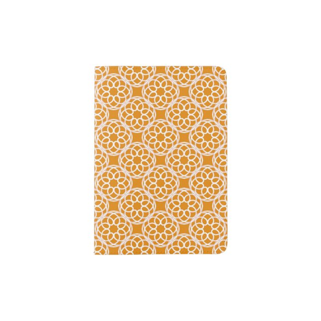 Orange White Geometric Seamless Pattern Passport Holder (Front)