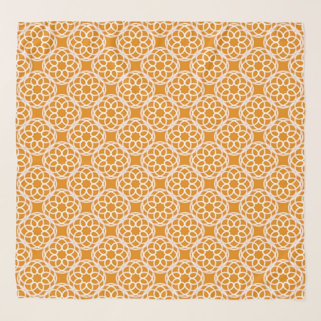 Orange White Geometric Seamless Pattern Scarf (Front)