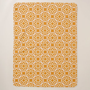 Orange White Geometric Seamless Pattern Sherpa Blanket