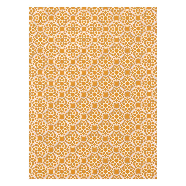 Orange White Geometric Seamless Pattern Tablecloth (Front)