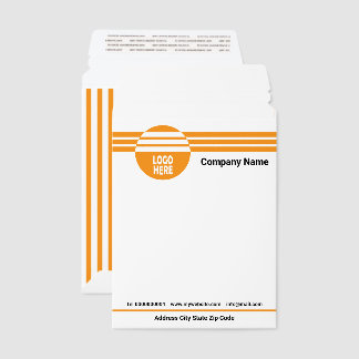 Orange, white geometric stripes with custom logo envelope mailers