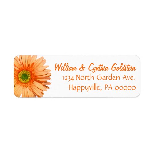 Orange  White Gerbera Daisy Custom Address Label