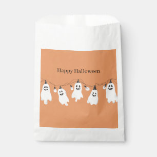 Orange White Ghosts Light Bulbs Halloween Favor Bag