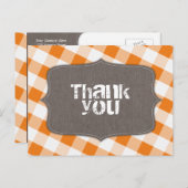 Orange & White Gingham Canvas Thank You Postcards (Front/Back)