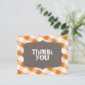 Orange & White Gingham Canvas Thank You Postcards (Standing Front)