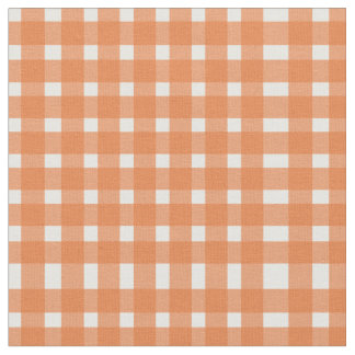 Orange White Gingham Pattern Fabric