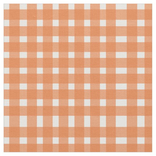Orange White Gingham Pattern  Fabric