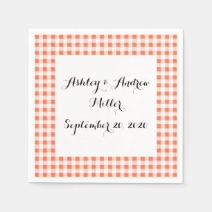 Orange White Gingham Pattern Napkins