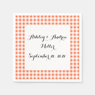 Orange White Gingham Pattern Napkins