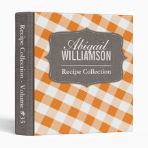 Orange & White Gingham Southern Recipe Binder