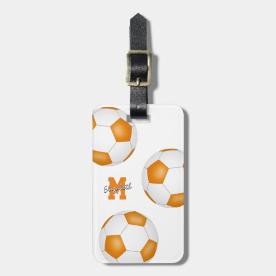 orange white girls boys team colors soccer bag luggage tag