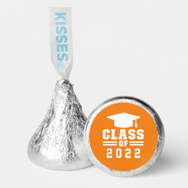Orange &  White Grad Graduation Hershey®'s Kisses® (Front)
