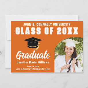 Orange White Graduate Bold 2026 Graduation Party Announcement