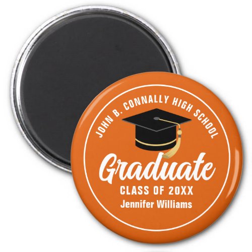 Orange White Graduate Custom 2024 Graduation Magnet